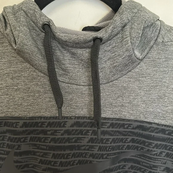 Nike Dri-Fit Space Dye Hoodie Sweatshirt Grey Black funnel neck medium fleece - Picture 3 of 8